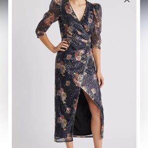 Chelsea28 Navy Floral Midi Dress